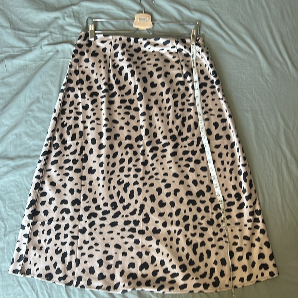 Leopard Print Satin High Waist Skirt